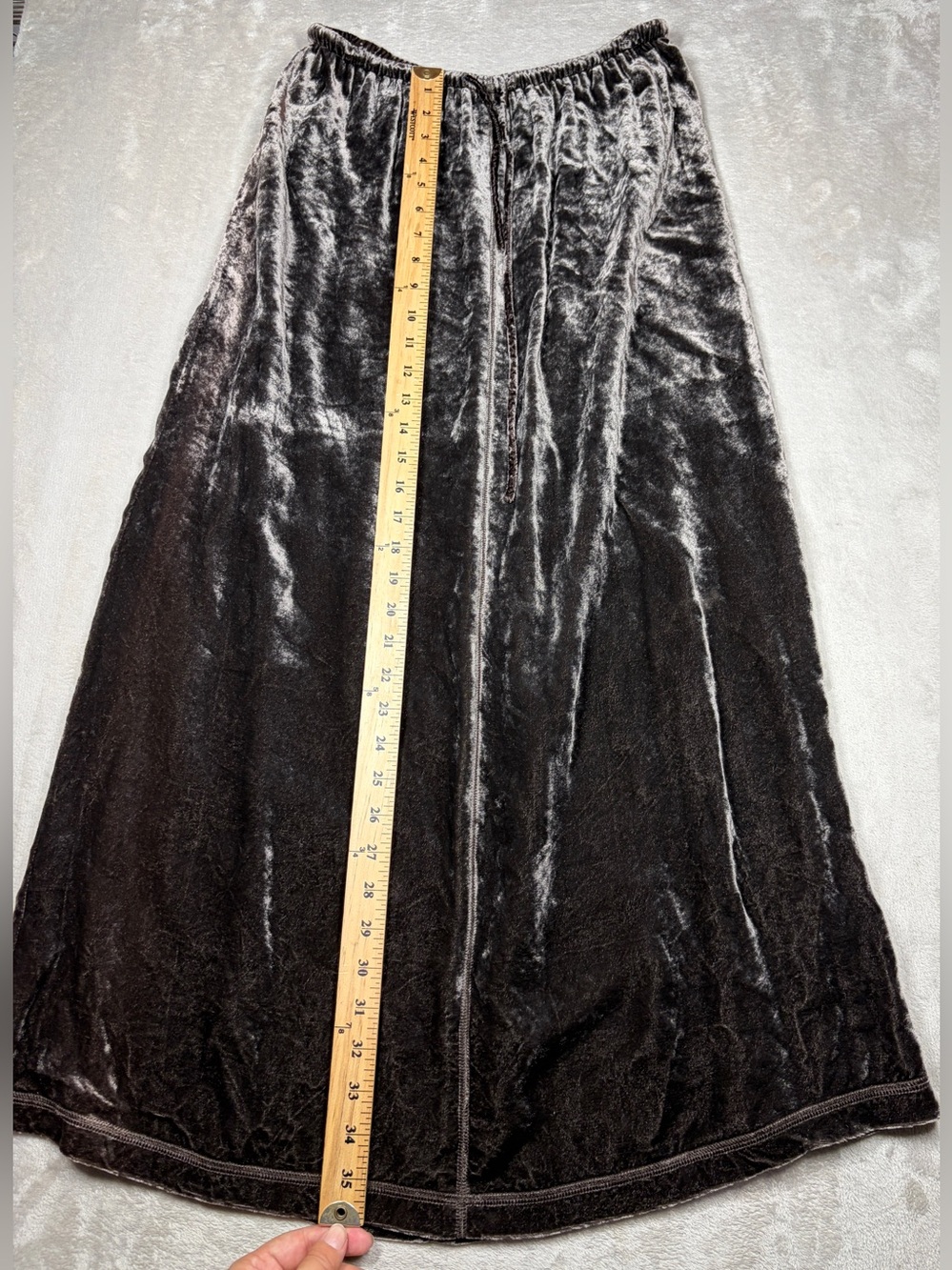 Vintage J.Jill Grey Silver Velvet Whimsigoth Maxi Skirt Size Medium - Picture 7 of 14